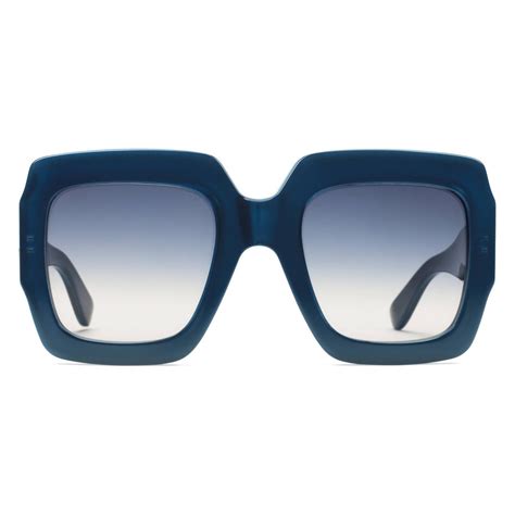 gucci square plastic sunglasses w web arms blue